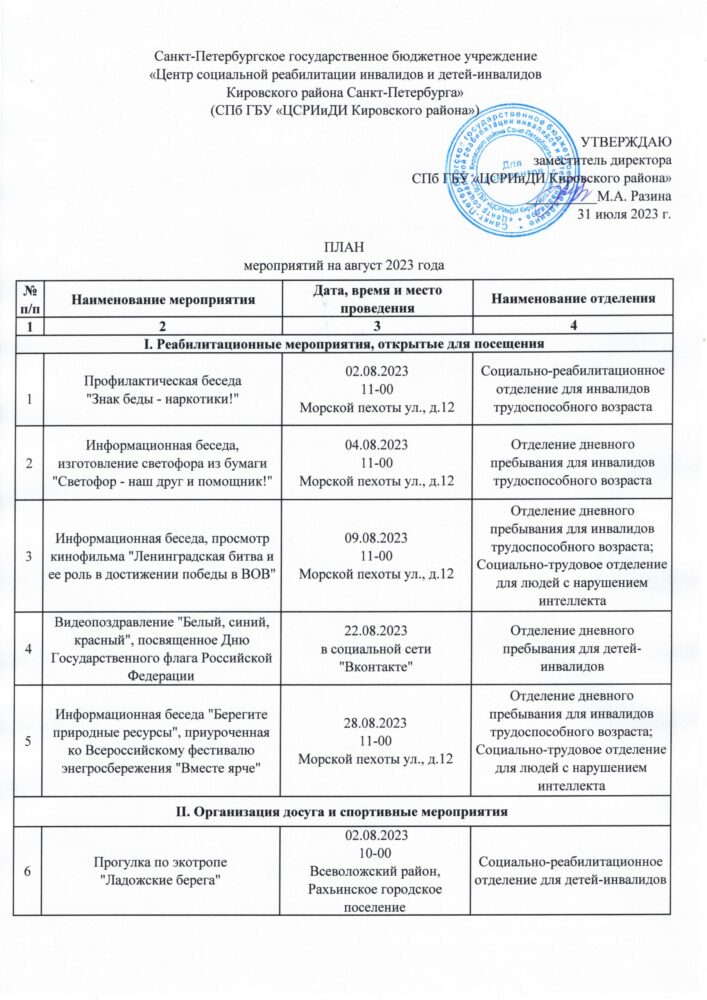 План август-0 – Санкт-Петербургское государственное бюджетное учреждение