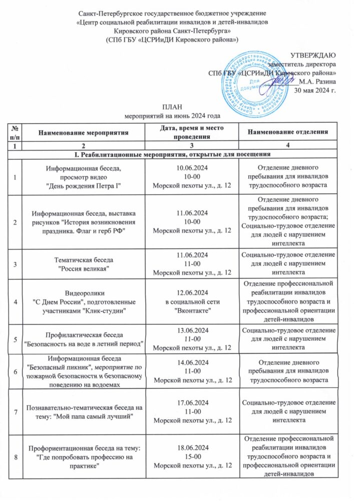 июнь-0 – Санкт-Петербургское государственное бюджетное учреждение