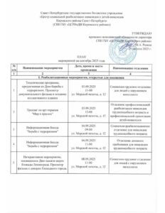 План мероприятий на сентябрь
